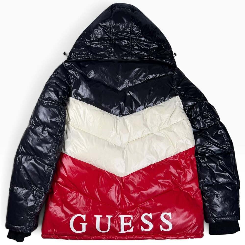 Glossy Colorblock Puffer Jacket Retro Streetwear L